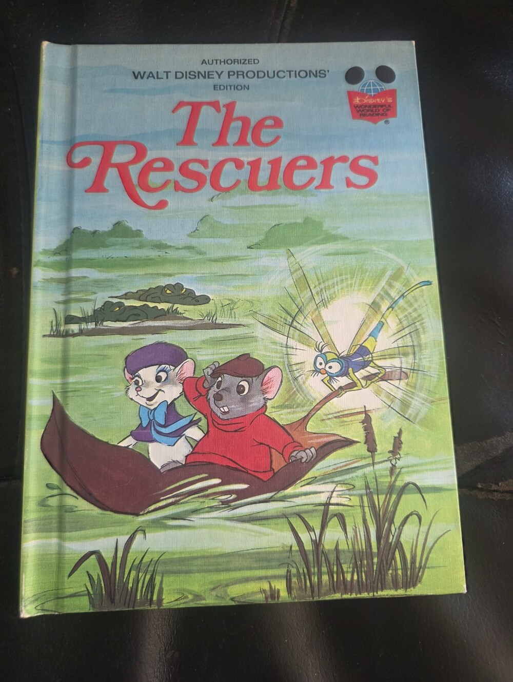 Walt Disney Productions "The Rescuers" Hardcover Book - Green Cover